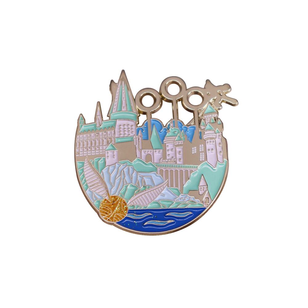 Harry Potter Hogwarts Campus With Quidditch Field Enamel Pins 215-1